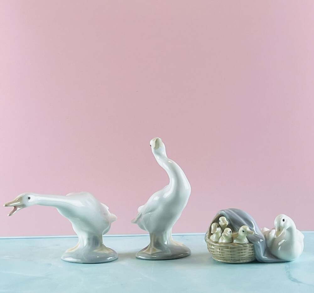 Lladro Porcelain Geese Figurines Set of 3